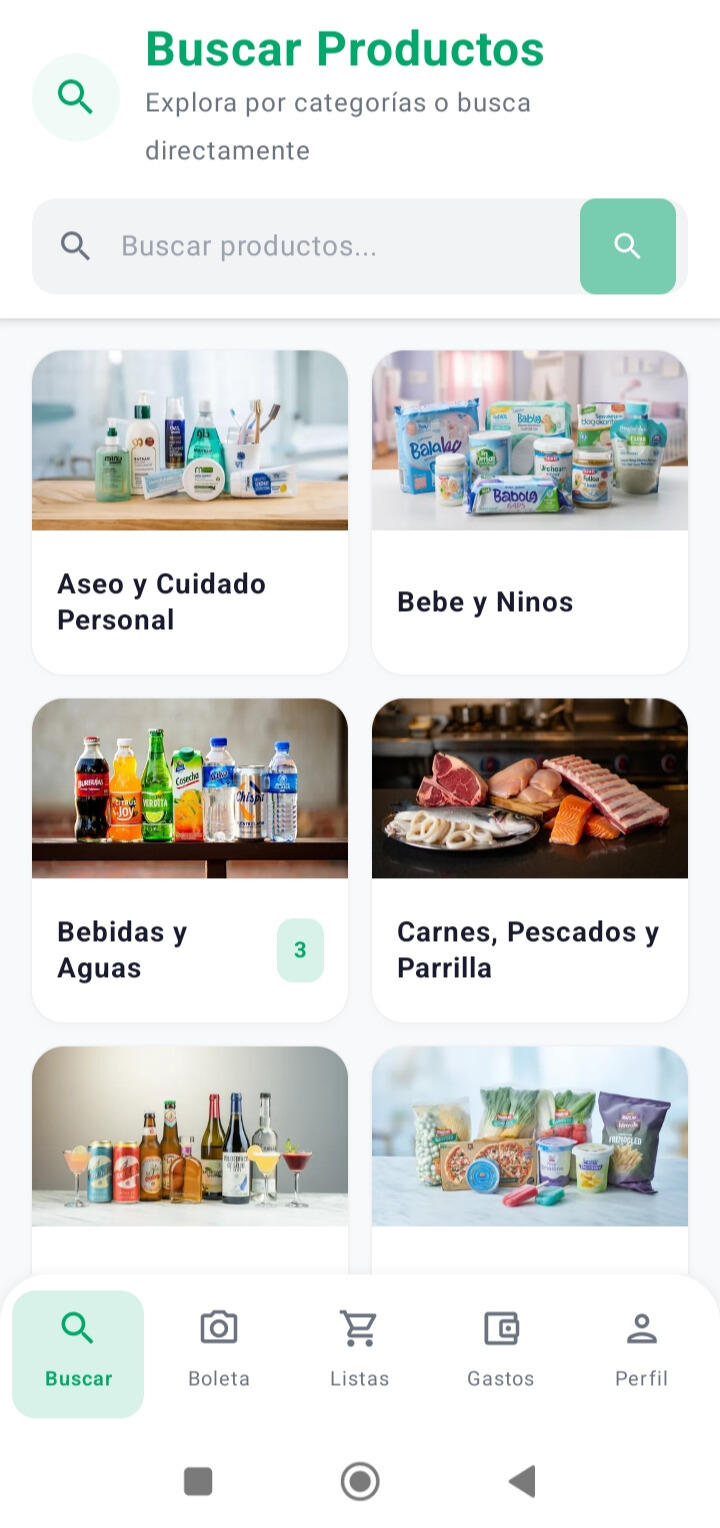 PrecioRadar App - Pantalla principal